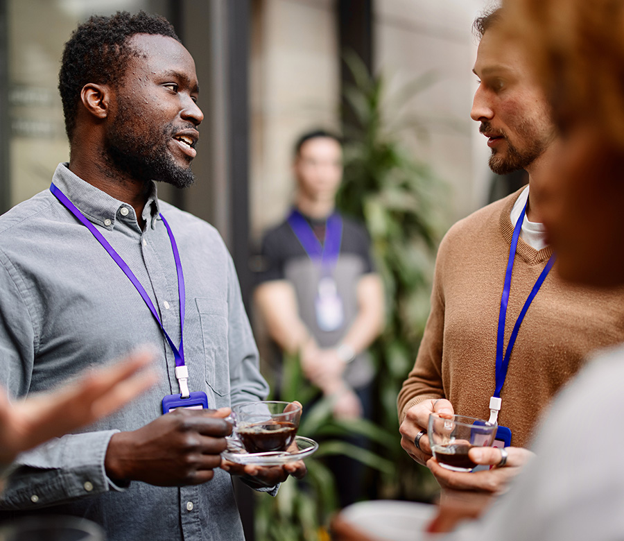 Diverse group of professionals reviewing job listings