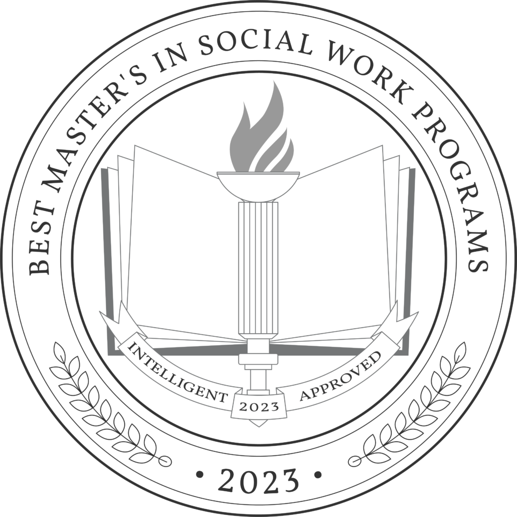 Number 4 of the top 50 online Master's in Social Work - badge by Intelligent.